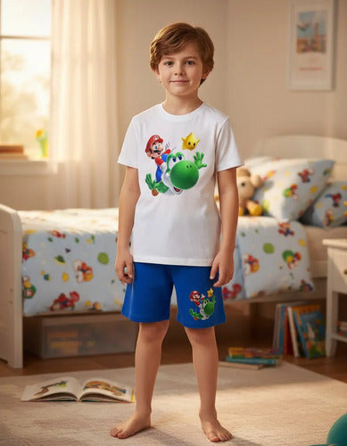 Pijama Corto Niños Algodon Mario Bros Estrella