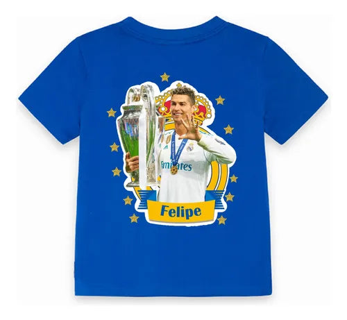 Polera Ronaldo Futbol Personalizada Niños Algodón 100%