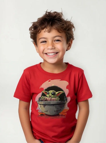 Polera Color Algodón 100% Niños Baby Yoda