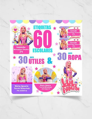Etiquetas Escolares Personalizadas Luli Pampin Utiles Ropa Rosa Unica