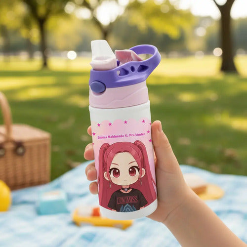 Botella Agua Mira Huntrix Guerreras K Pop Personalizada Rosa