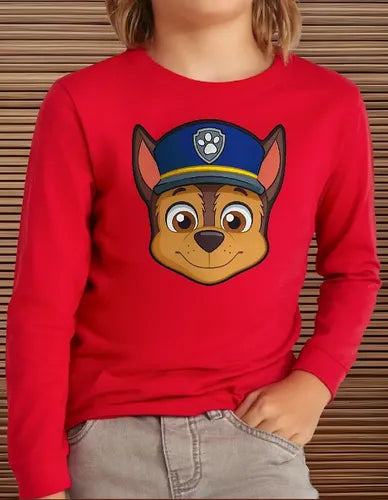 Polera Manga Larga Algodón Niños Chase Paw Patrol
