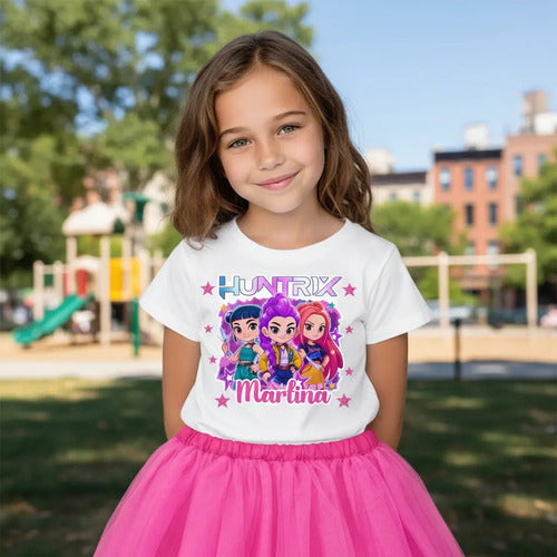 Disfraz Vestido Huntrix Demon Hunters K Pop Personalizado Polera + Tutú Niñas Detalles Glitter