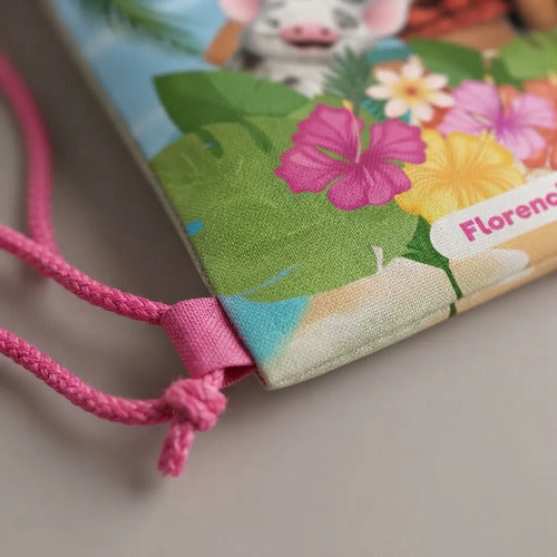 Mochila Morral Moana Personalizada Bolsa Tela Colegio Niña Fucsia Estampado
