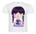 Polera Merlina Cumpleaños Niña Personalizada 100% Algodón D2