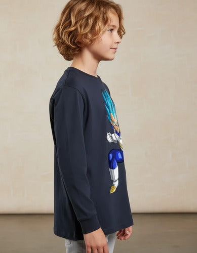 Polera Manga Larga Algodón Niños Vegeta Dragon Ball