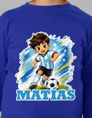 Polera Algodon Manga Larga Futbol Argentina Personalizada