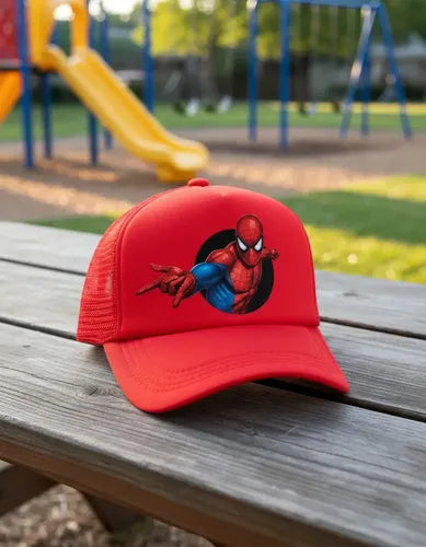 Jockey Gorro Niños Spiderman Regalo Navidad Rojo