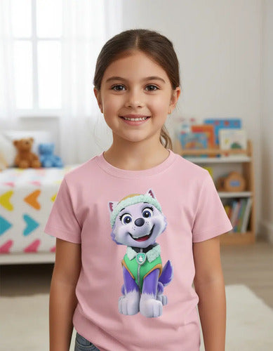 Polera Color Algodón 100% Niñas Everest Paw Patrol