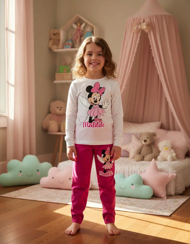 Pijama Largo Minnie Hada Niñas 100% Algodón Personalizado