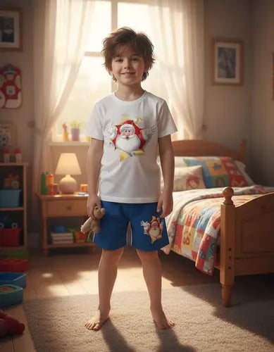 Pijama Corto Niños Algodon Viejito Pascuero Santa Navidad