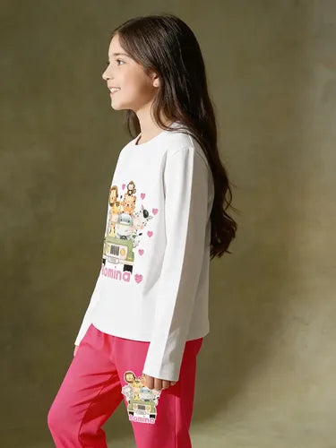 Pijama Largo Animales Safari Niñas Personalizado Algodon
