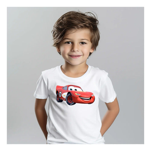 Polera Color Algodón 100% Niños Cars Rayo Mcqueen