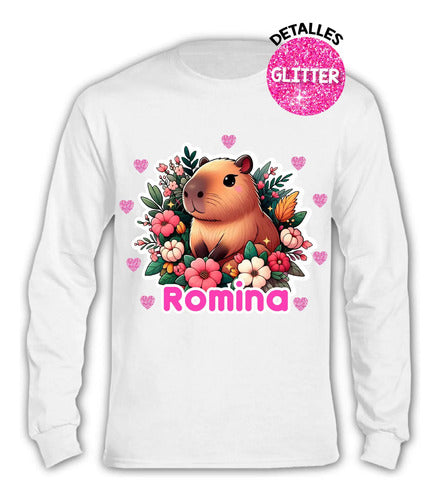 Pijama Largo Capibara Niñas Personalizado Algodon D2