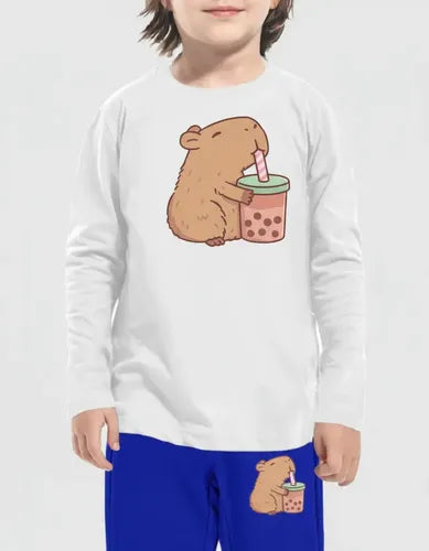 Pijama Largo Niñas Algodon Capibara Bebida Capybara