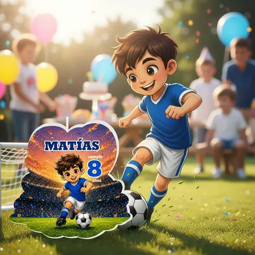 Vela De Cumpleaños Infantil Personalizada Fútbol Niño Nombre