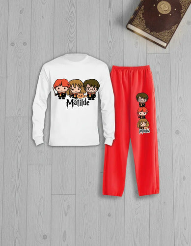 Pijama Largo Harry Potter Niñas -niños Algodón Personalizado