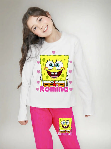 Pijama Largo Bob Esponja Niñas Personalizado Algodon