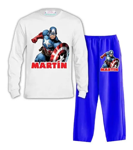 Pijama Largo Capitán America Regalo Cumpleaños  Niños