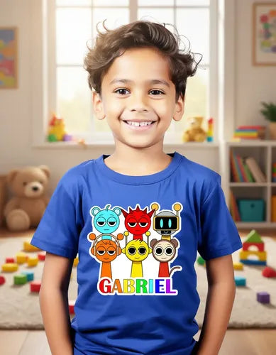 Polera Sprunki Personalizada Niños Algodón 100% Manga Corta