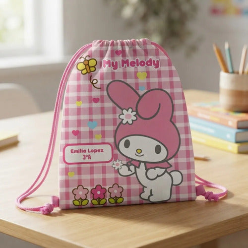 Mochila Bolsa Tela My Melody Jardin Infantil Colegio Niñas Fucsia Liso