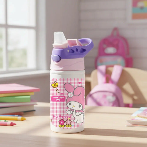 Botella Agua Colegio My Melody Personalizada Niñas Blanco