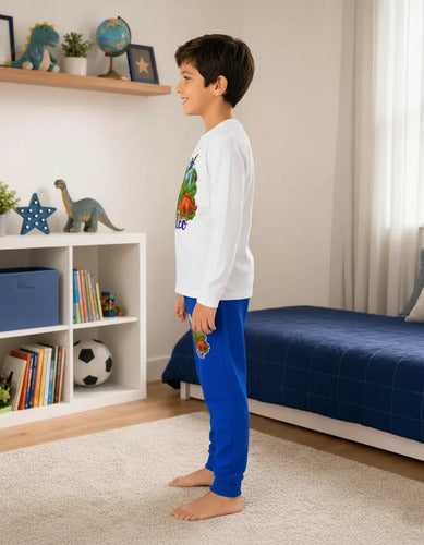 Pijama Largo Dinosaurios Niños Personalizado Algodon D2