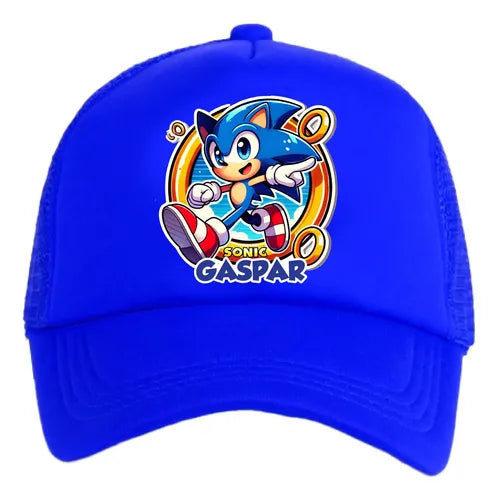 Jockey Sonic Niños Personalizado Ajustable D1 Azul Talla Niños Sonic D1