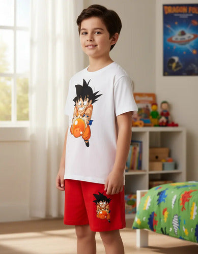 Pijama Corto Niños Algodon Goku Dragon Ball Esfera