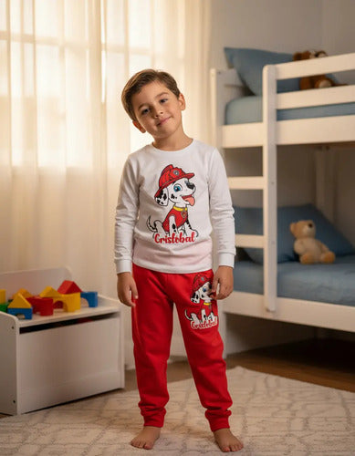 Pijama Largo Marshall Paw Patrol Niños Personalizado 2 Algod