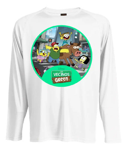Camiseta Polar Manga Larga Polera Niño Niña Vecinos Green