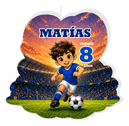 Vela De Cumpleaños Infantil Personalizada Fútbol Niño Nombre