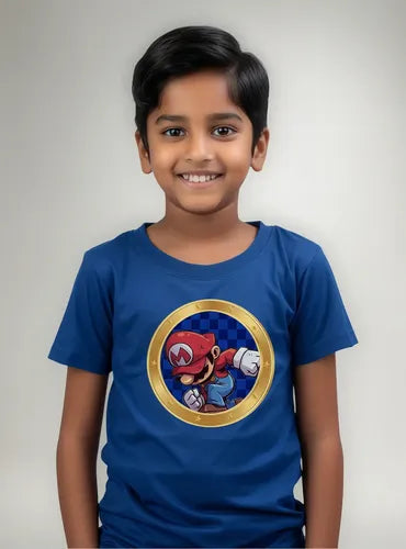 Polera Color Algodón 100% Niños Mario
