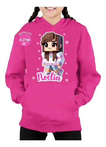 Polerón Canguro Roblox Niñas Personalizado D4