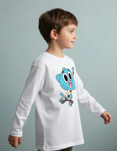 Camiseta Polar Manga Larga Polera Niño Gumball
