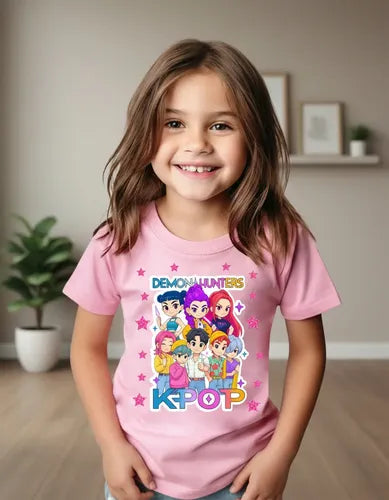 Polera Huntrix Guerreras K Pop Y Saja Boys Niñas Algodón100%
