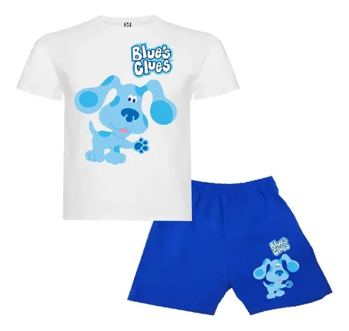Pijama Corto Niños Algodon Pistas Blue