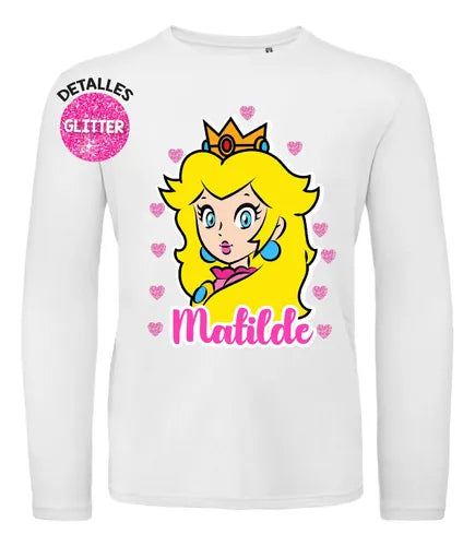 Pijama Largo Princesa Peach Niña Personalizado Algodon