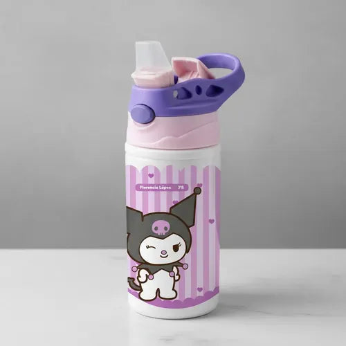 Botella Agua Colegio Kuromi Personalizada Niñas Blanco