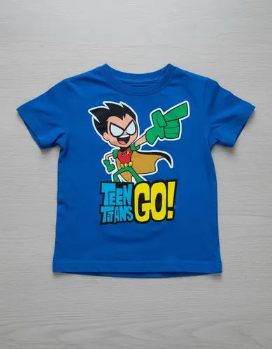 Polera Color Algodón 100% Niños Robin Titanes