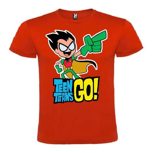 Polera Color Algodón 100% Niños Robin Titanes
