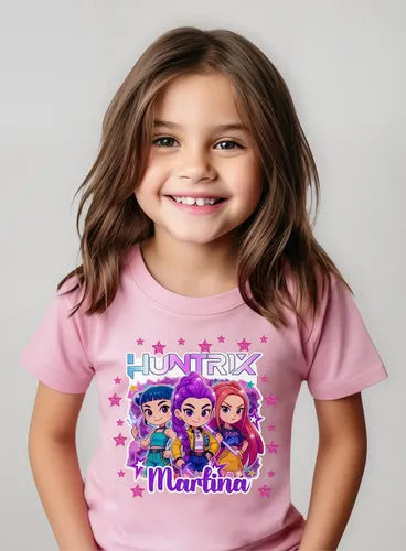 Polera Huntrix Demon Hunter K Pop Personalizada Niñas