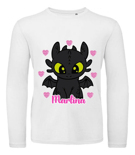 Pijama Largo Chimuelo Dragon Niñas Personalizado Algodon