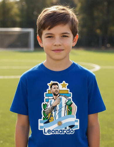 Polera Messi Futbol Personalizada Niños Algodón100%