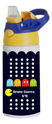 Botella Agua Colegio Pacman Personalizada Niños