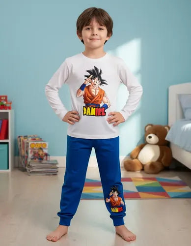Pijama Largo Goku Dragon Ball Z Algodón Niños Personalizado