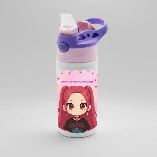 Botella Agua Mira Huntrix Guerreras K Pop Personalizada Rosa