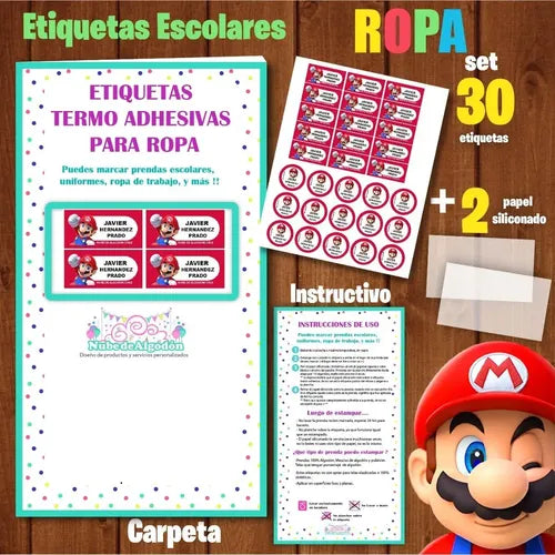 Etiquetas Marcar Ropa - Utiles Escolares Excavadoras Constru Rojo