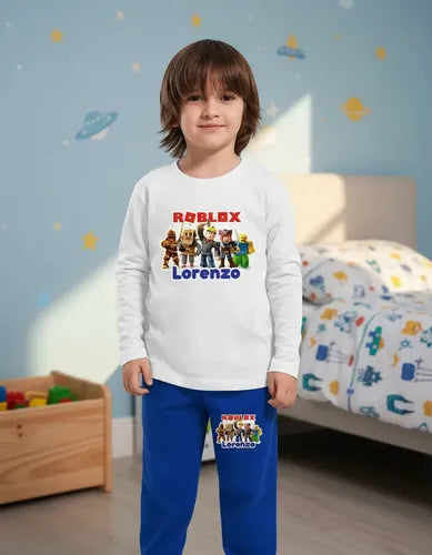 Pijama Largo Roblox D1 Niños Algodón Personalizado
