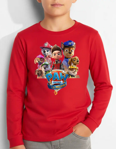 Polera Manga Larga Algodón Niños Paw Patrol Pelicula